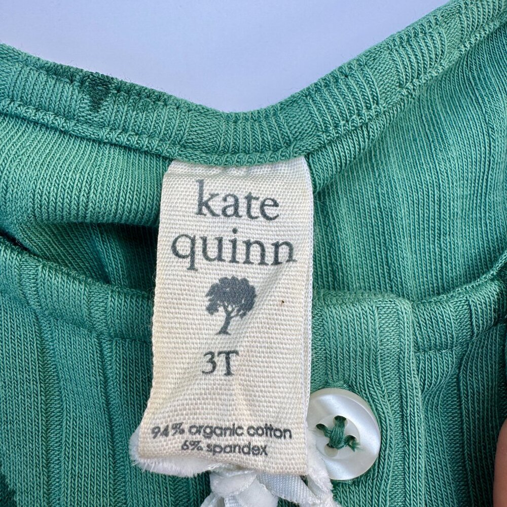 Kate Quinn NWT Holiday Top | Ribbed Long Sleeve | Green Pine Tree Print | 3T - Picture 6 of 7